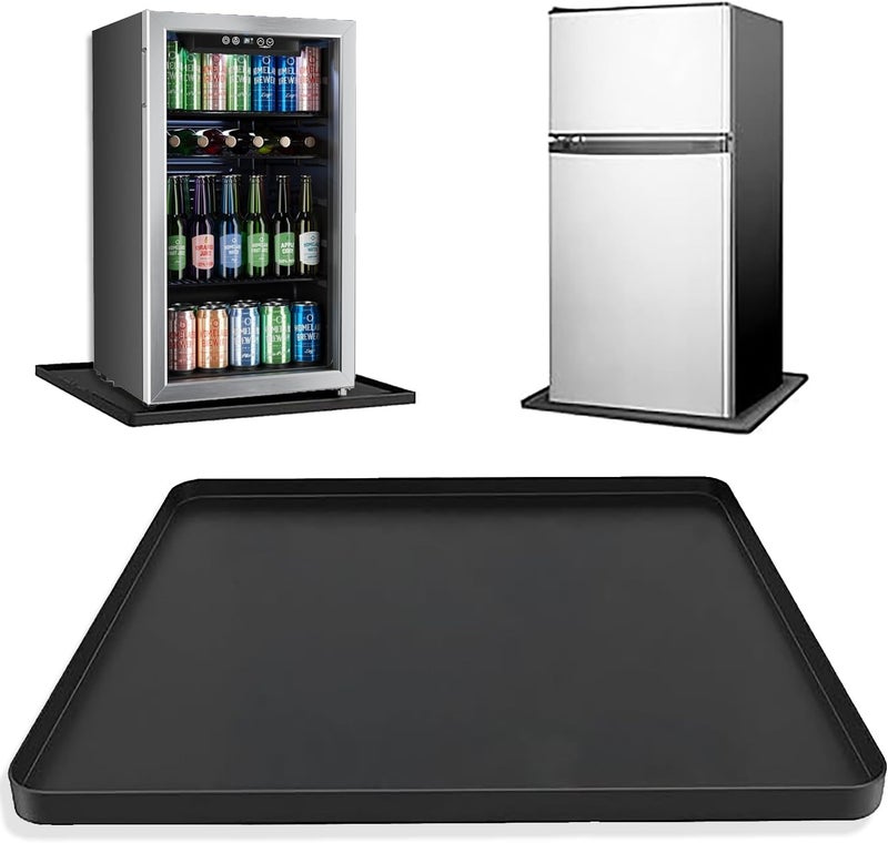 BOYUZHE Mini Fridge Mat, 24x24 Inch Silicone Protective Drip Tray with Raised Edge - Leak Proof Floor Guard for Water Dispenser, Washer, Dryer, Pet Bowls - Easy Clean & Foldable - Image 1